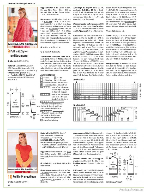 Вязаные модели в журнале «Sabrina №5 2024 Germany»