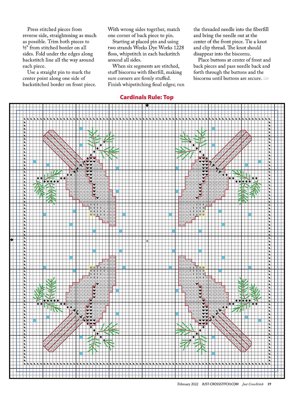 Разные виды вышивки в журнале "Just CrossStitch" - February 2022