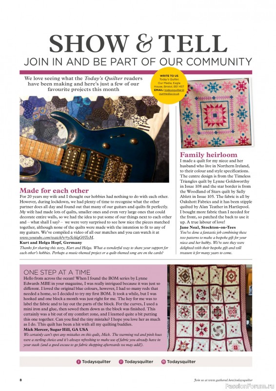 Коллекция проектов для рукодельниц в журнале «Todays Quilter №128 2025»