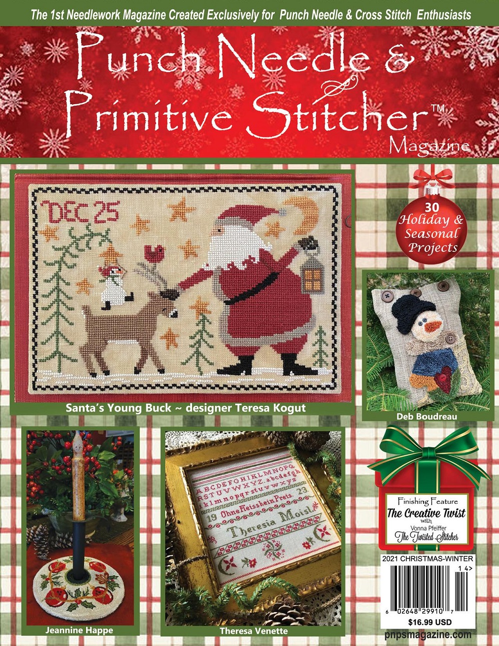 Вышивка в журнале "Punch Needle & Primitive Stitcher - Christmas/Winter 2021"