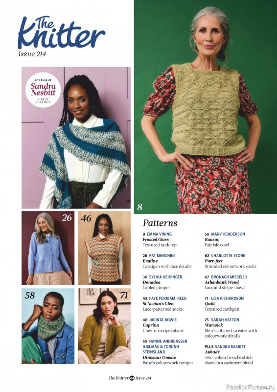 Вязаные проекты спицами в журнале «The Knitter №214 2025»