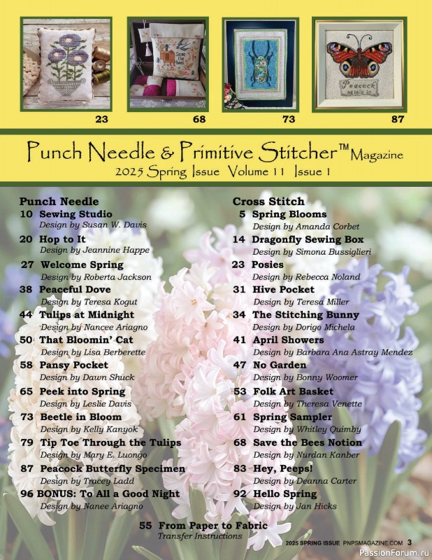 Коллекция вышивки в журнале «Punch Needle & Primitive Stitcher - Spring 2025»