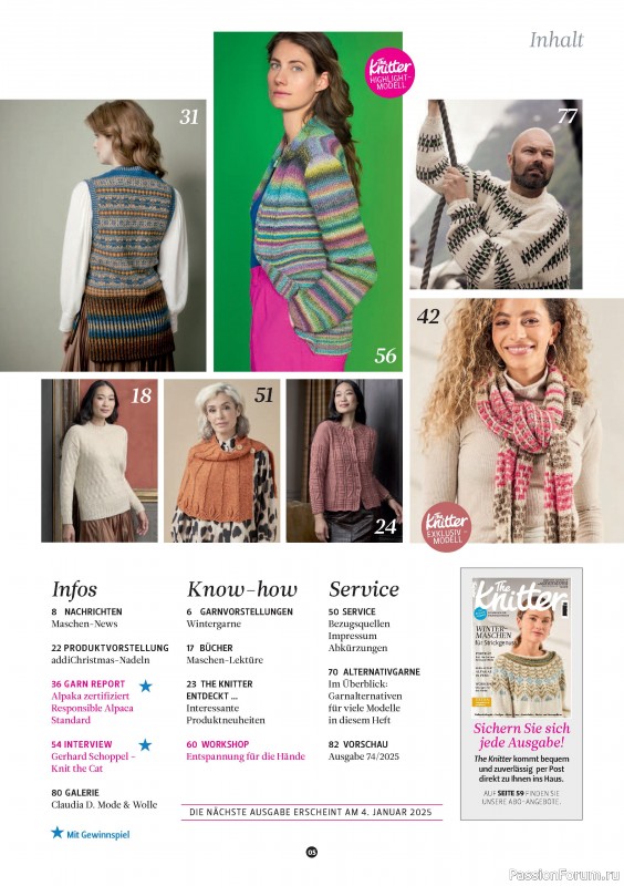 Вязаные проекты спицами в журнале «The Knitter Germany №73 2024»