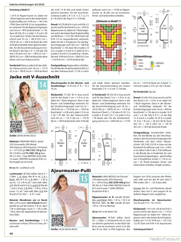 Вязаные модели в журнале «Sabrina №3 2025 German»