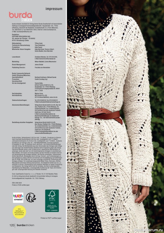 Вязаные модели в журнале «Burda Stricken №1 2020»