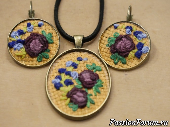 Мои работы. Украшения .Handmade Vintage Romantic Style Boho embroidery jewelry set.