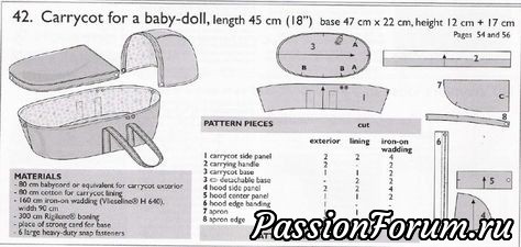 Выкройка люльки-переноски для куклы