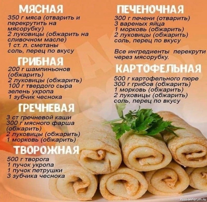 Вкусные начинки для блинов