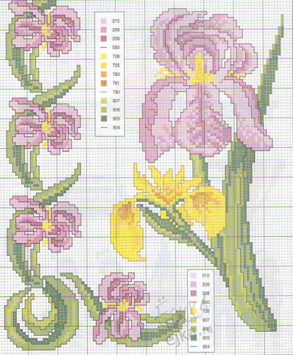 Вышивка крестиком схемы по клеточкам картинки цветы