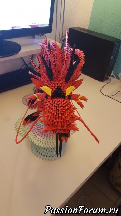 Модульное оригами дракон Ночная фурия схема сборки