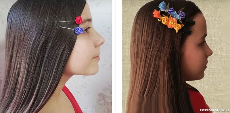 ✿ Цветы из атласных лент. Резиночки для волос. Канзаши МК/DIY