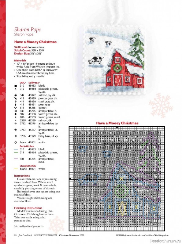 Жрнал "Just CrossStitch - Christmas Ornaments" 2021. Много схем!