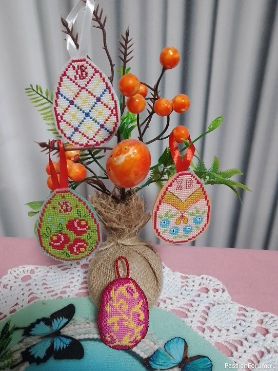 Пасхальная салфетка и крашенки