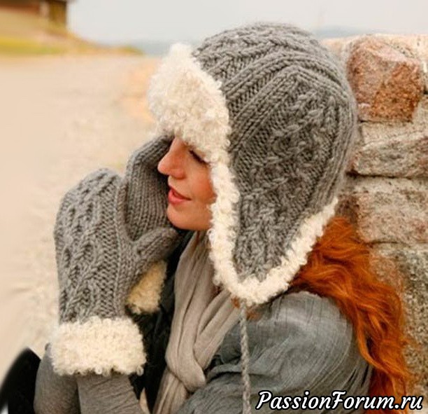 Вязаные шапки ушанки для женщин после 50 лет