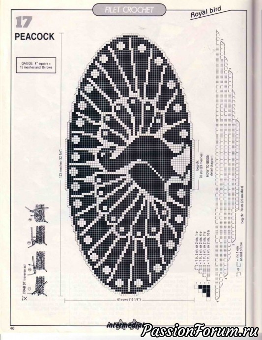 Павлин крючком схема и описание