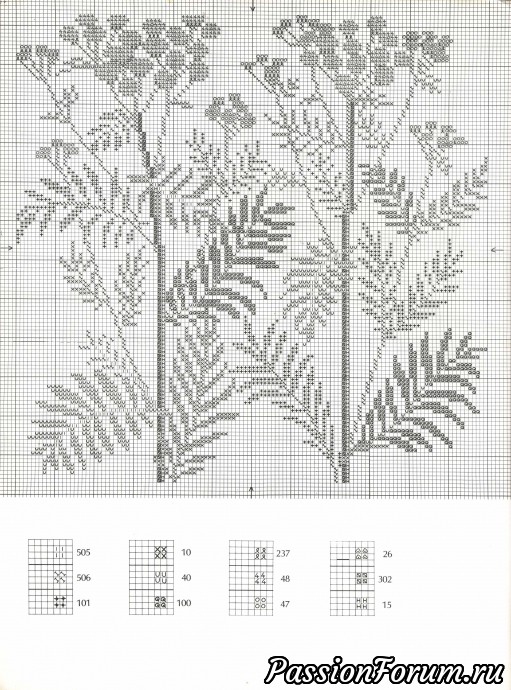Папоротник схема вышивки гладью