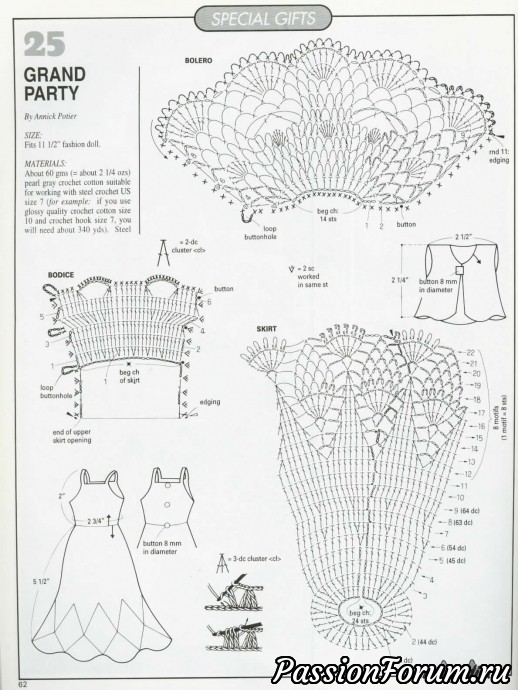 Платье кукле крючком схемы и описание