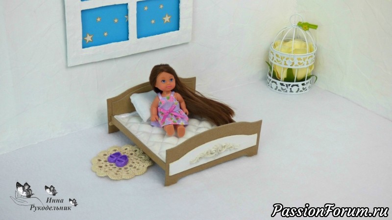 Мебель для кукол из картона своими руками. Двухъярусная кровать. мастер класс.