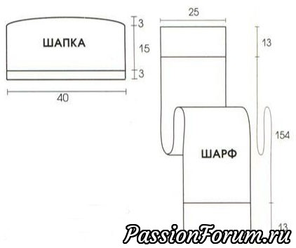 Шапка и шарф с узором из ромбов